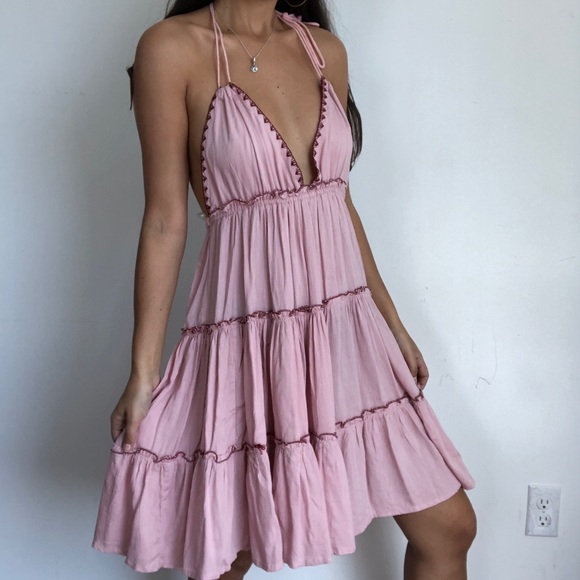 Exist Dresses & Skirts - Exist flowy tiered boho halter pink dress S